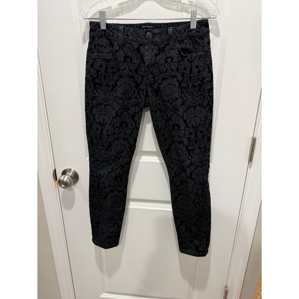 Banana Republic Womens Skinny Pants L'Wren Scott Flocked Black 26P
